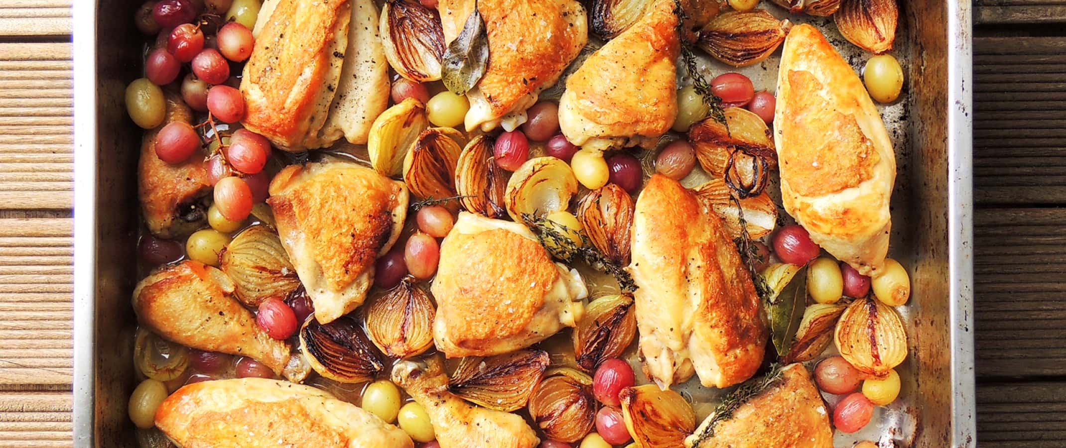 Chicken with Roasted Onions, Grapes & Verjuice