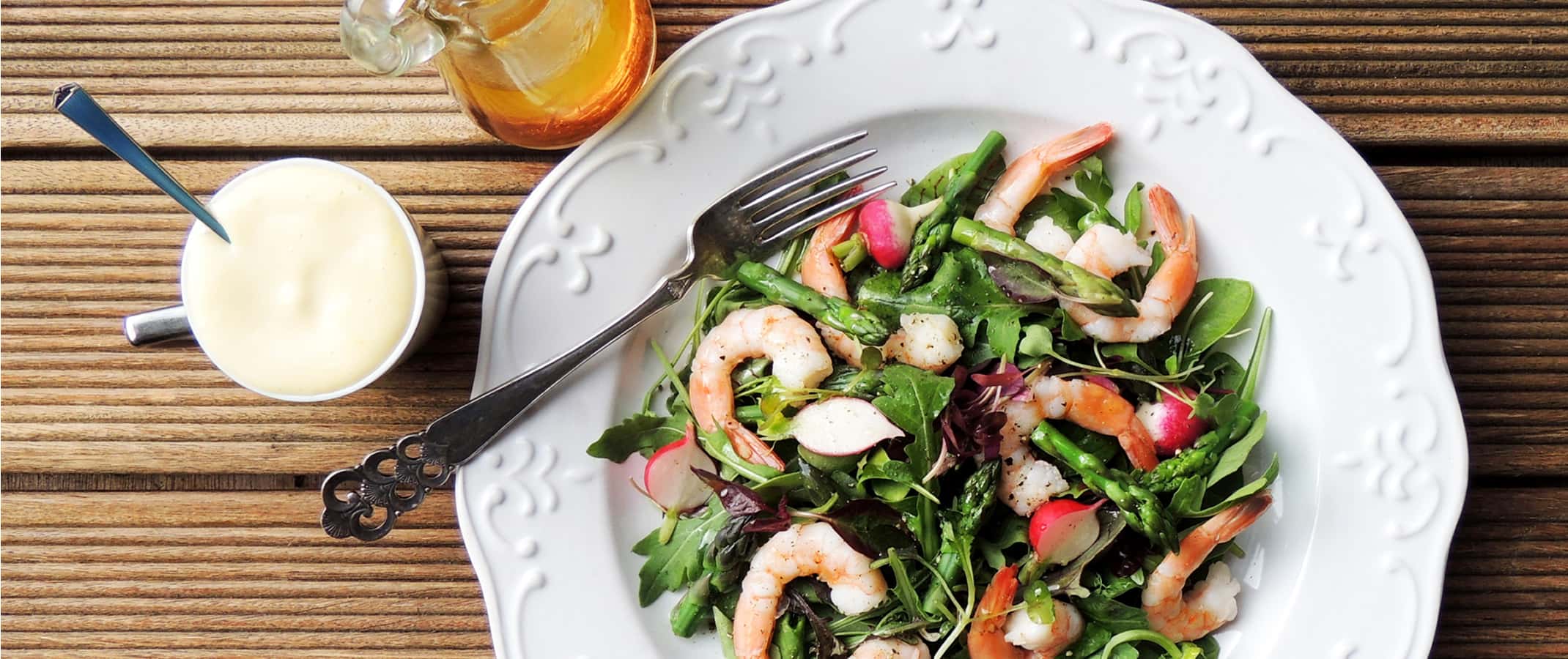 Prawns & Asparagus Salad with Verjuice Dressing & Mayo